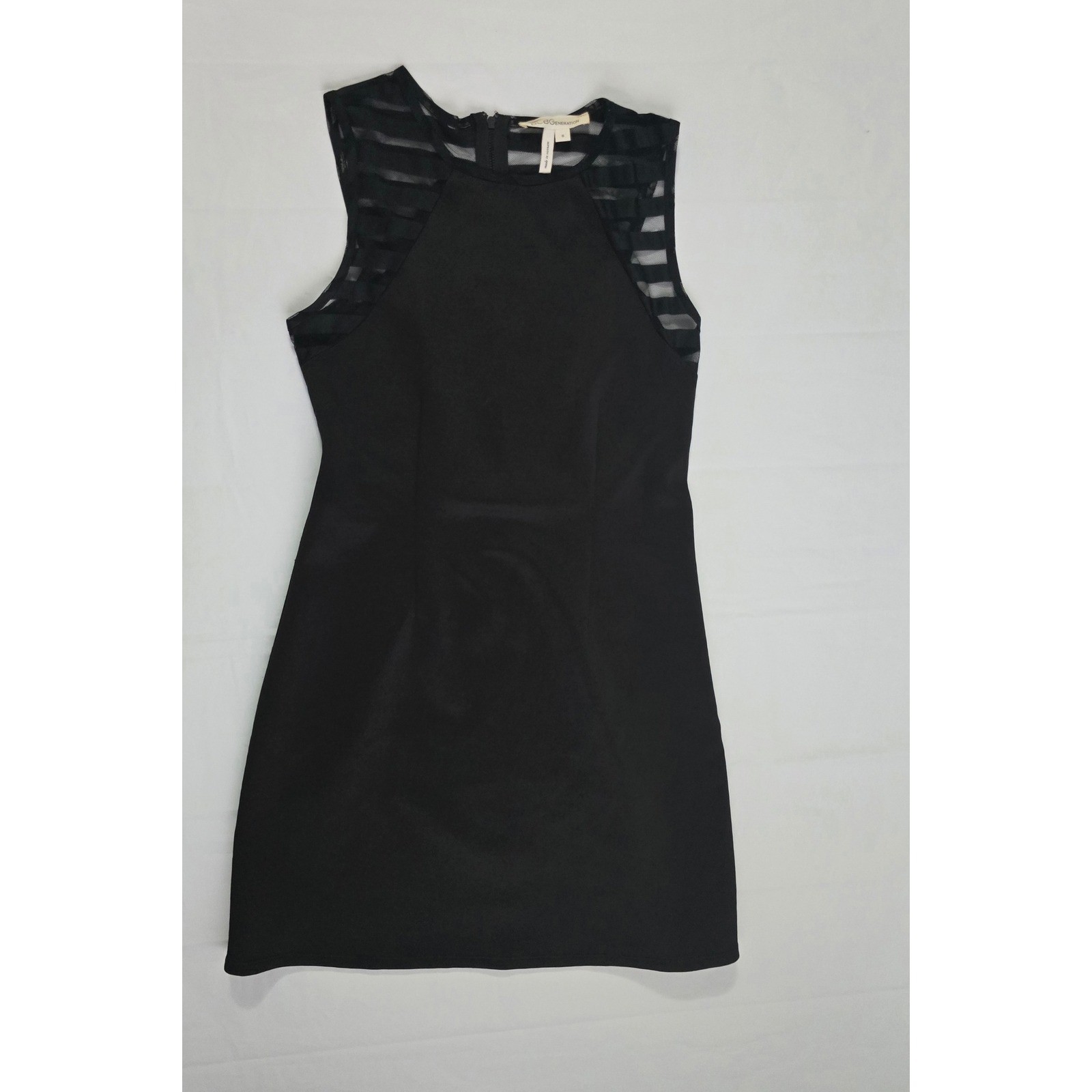 BCBGeneration Black Sleeveless Mesh Stripe Back Mini Dress Small