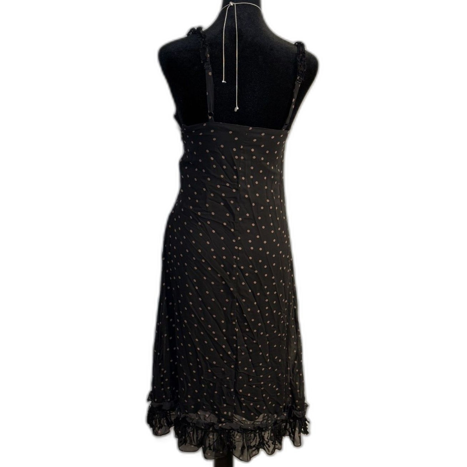 Urban Outfitters Nadia Polka Dot Slip Midi Dress — Ruffle Trim