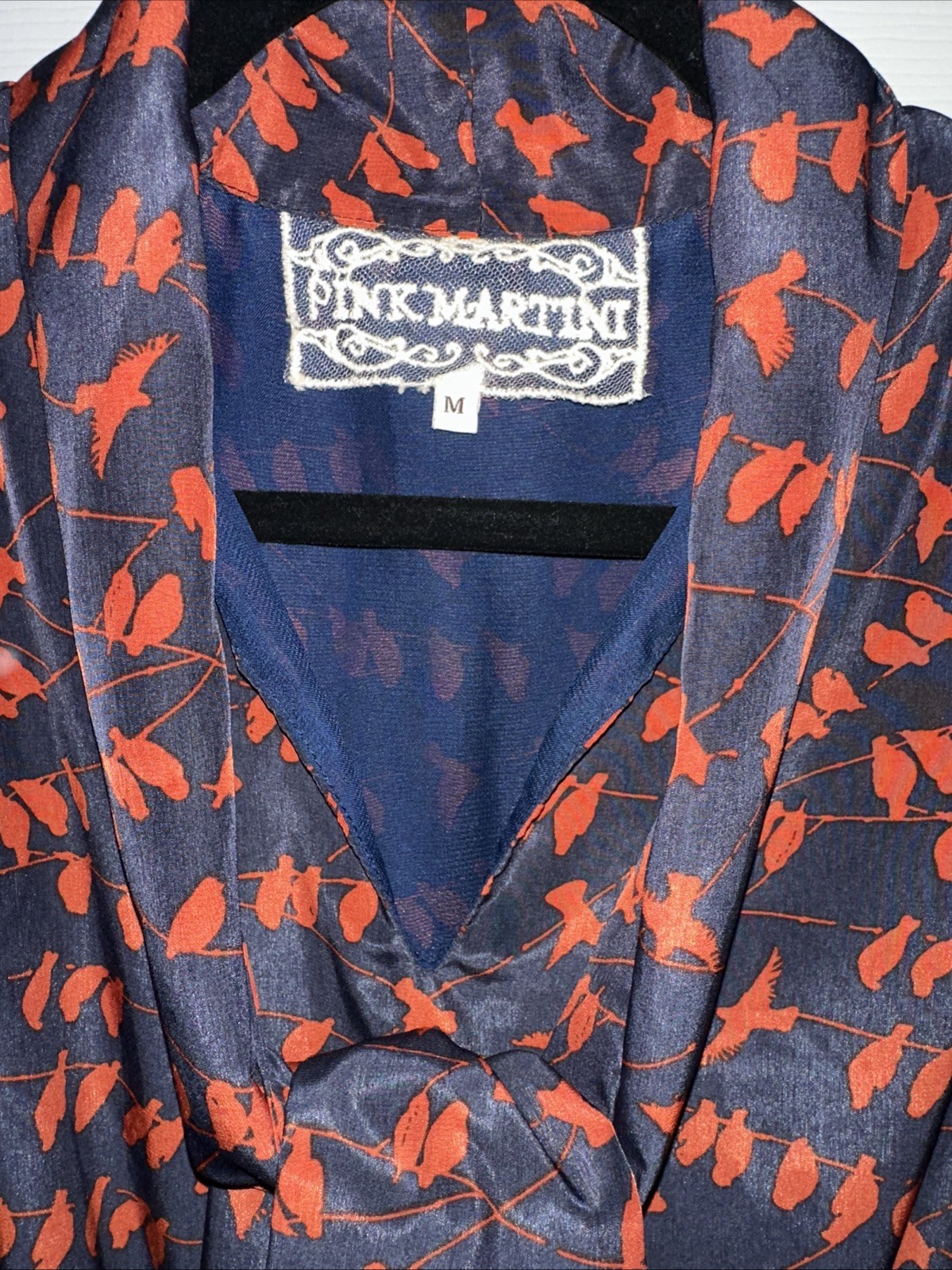 Pink Martini Collection Vintage Style Navy with Orange Bird Pattern Size M Dress