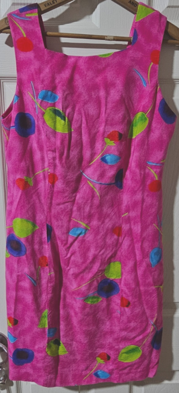 Vintage K.C. Spencer New York Size 10 Pink Multicolor Floral Button Back Dress