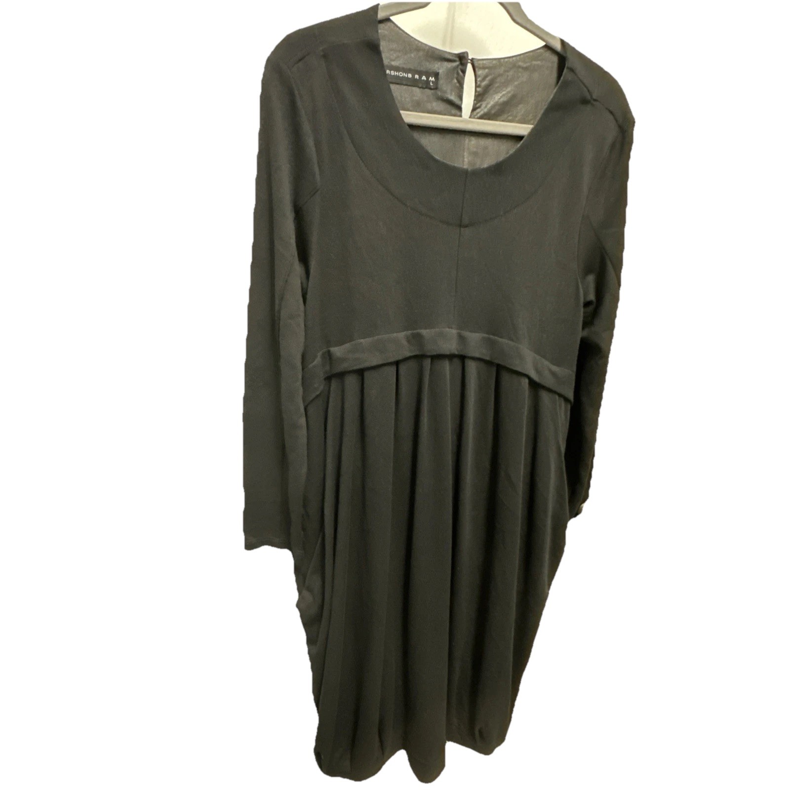 Gershon Bram Dress Womens Large Black Long Sleeeve Oversiized Bubble Hem Pockets