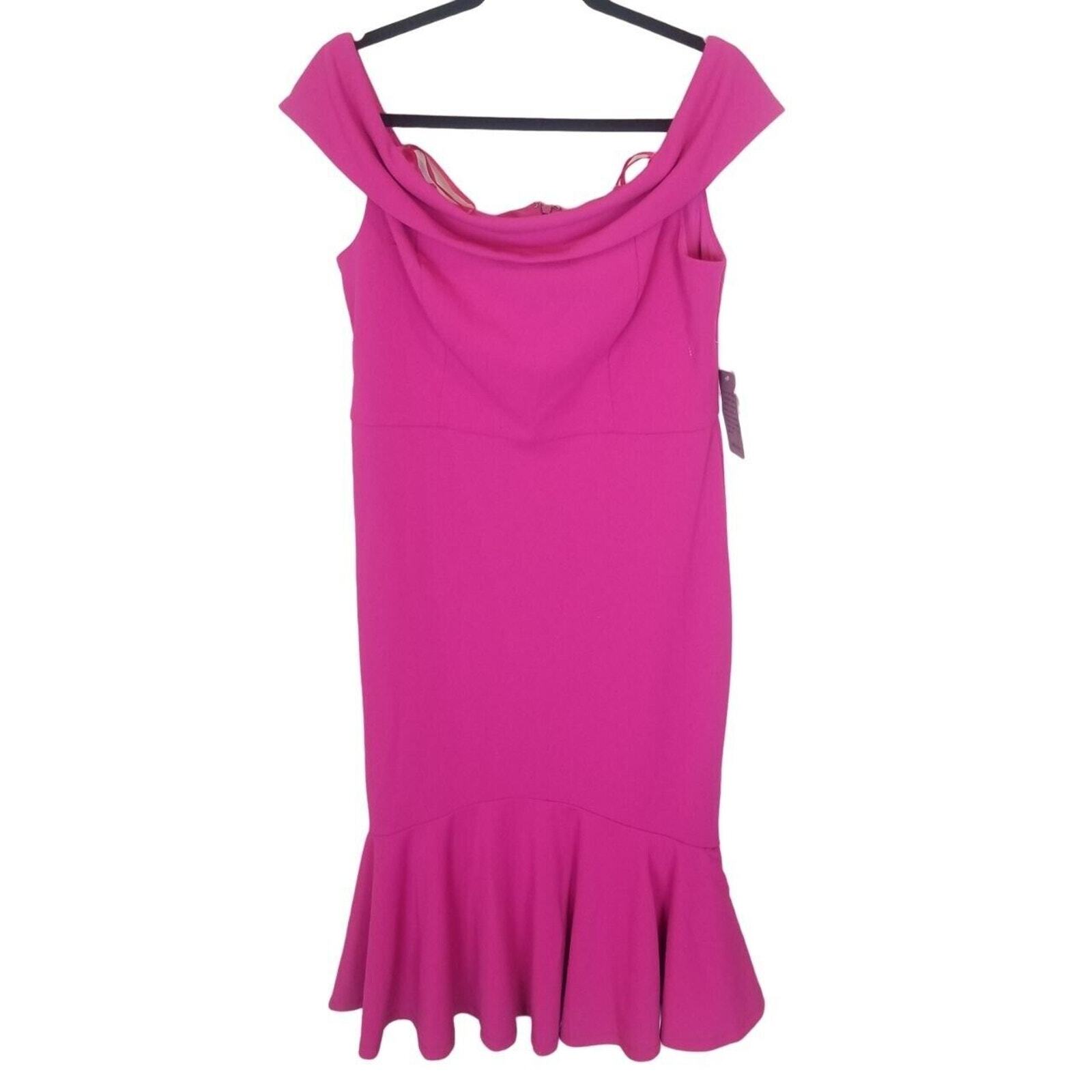 Nordstrom Dress Off Shoulder Dress Knee Length Dress Flounce Hem Dress 12 Pink