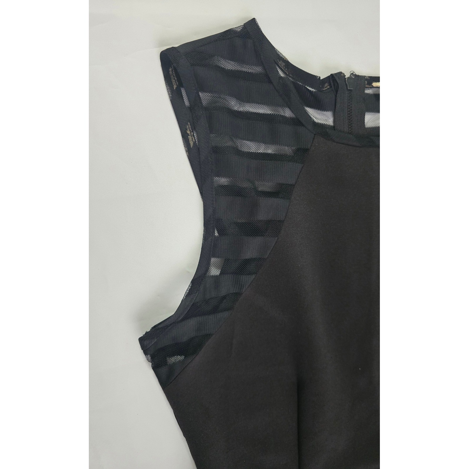 BCBGeneration Black Sleeveless Mesh Stripe Back Mini Dress Small