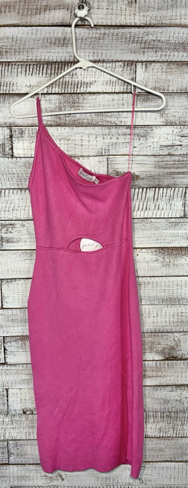 NWT Petal And Pup Women’s 8 Pink One Shoulder Midi Dress Stassie Cutout Slit