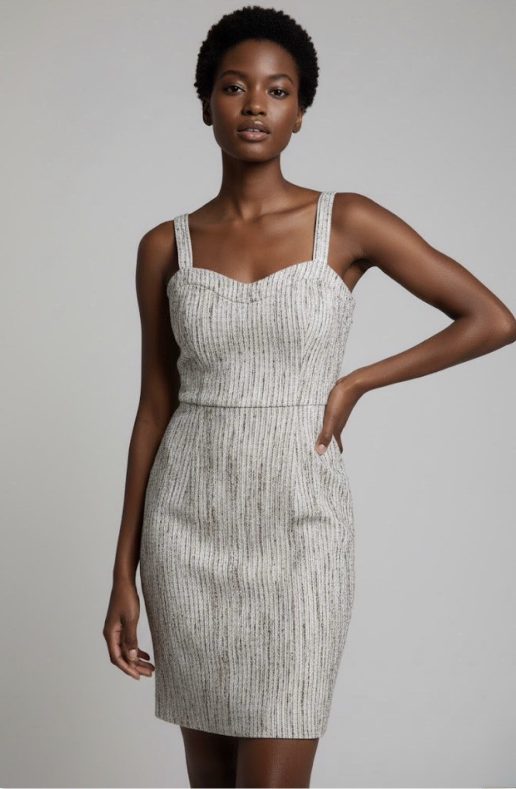 Ted Baker London Metallic Tweed Bodycon Dress Gold & Silve Textured S-1 (US 2-4)