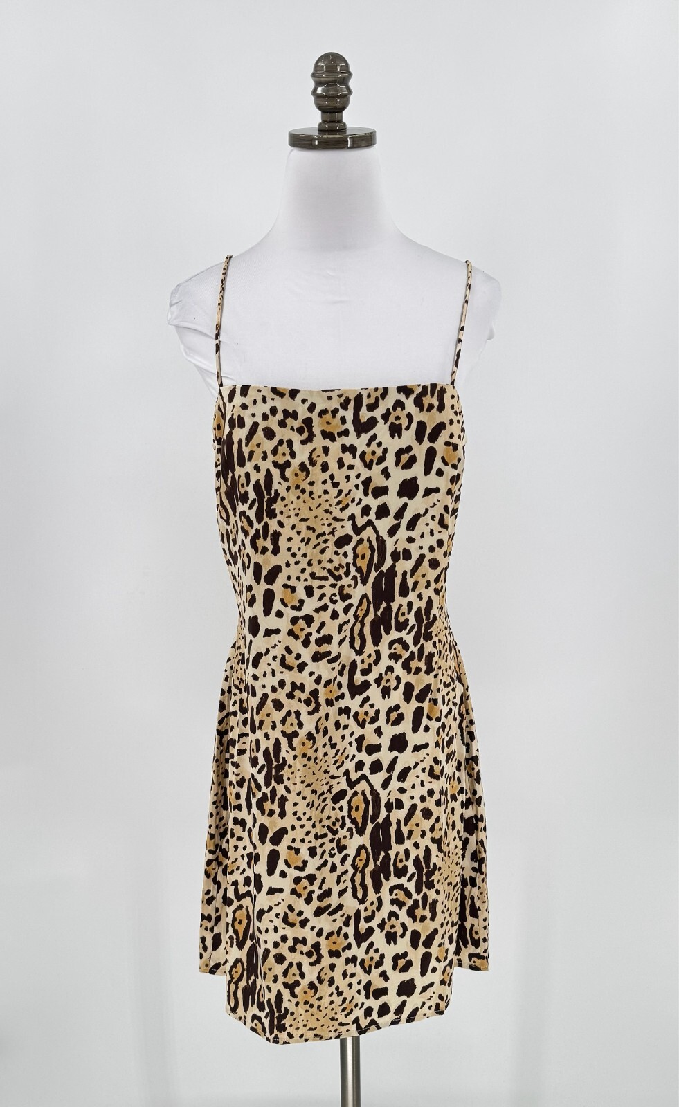 Anine Bing Valentine Brown Black Cheetah Print Silk Mini Slip Dress Sz L NEW