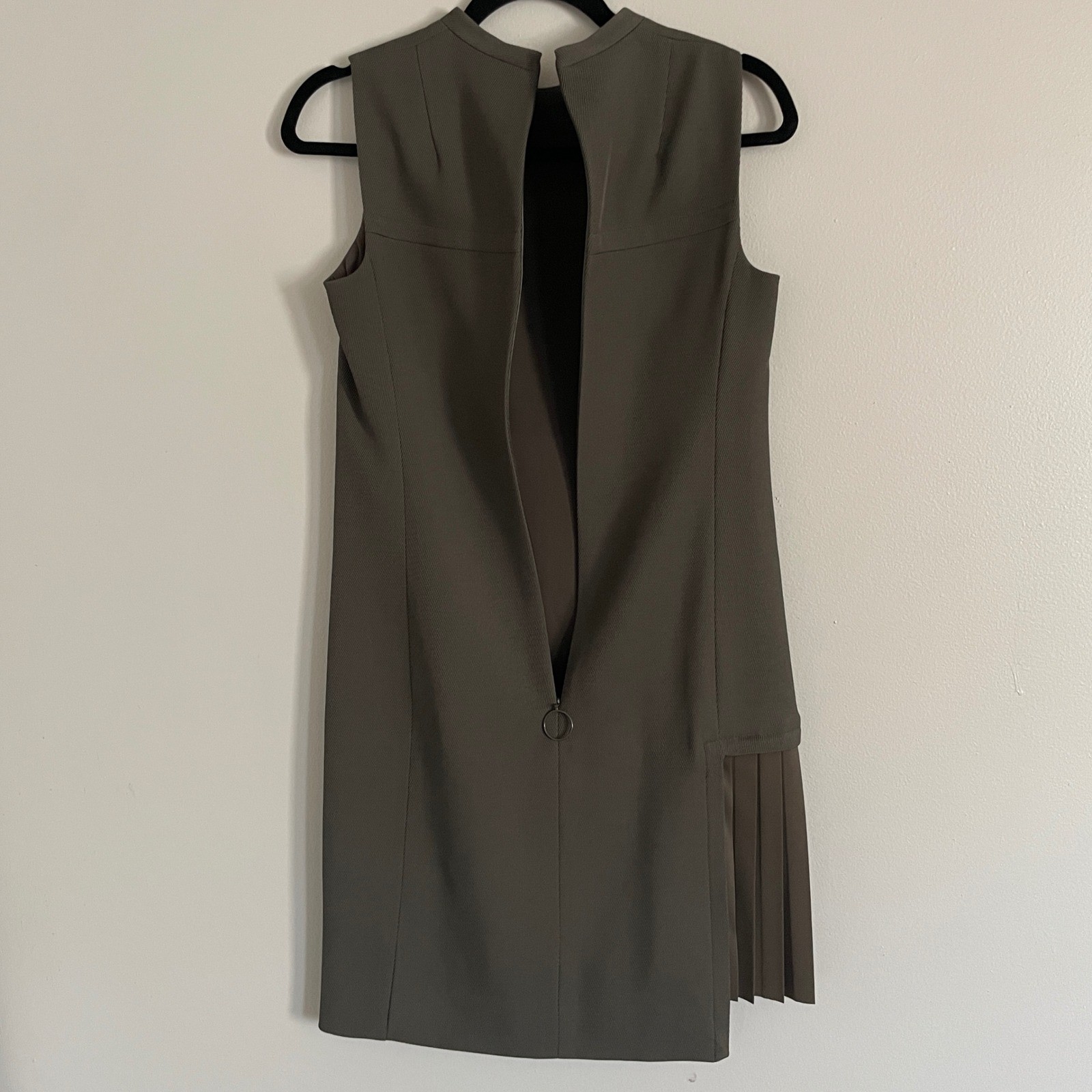Akris Punto Asymmetrical Sleeveless Wool Shift Dress Grey 4 Mini Career Minimal