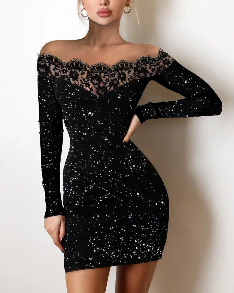 New Women’s Sexy Lace One Shoulder Hollow Out Highlight Elastic Hip Wrap Skirt