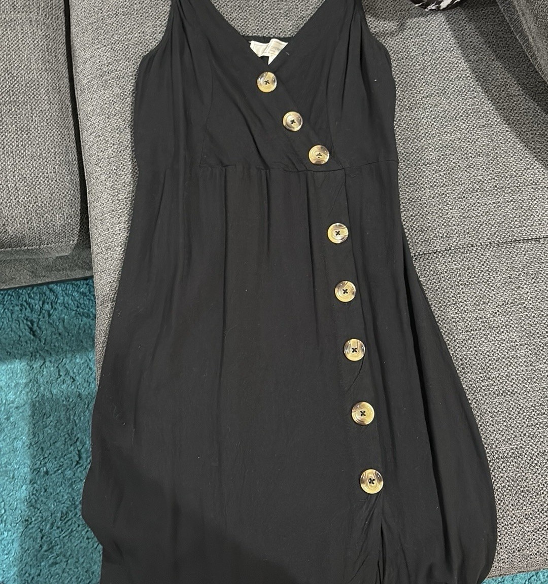 No Comment NY LA Black Button-Down Wrap Midi Dress Size XS