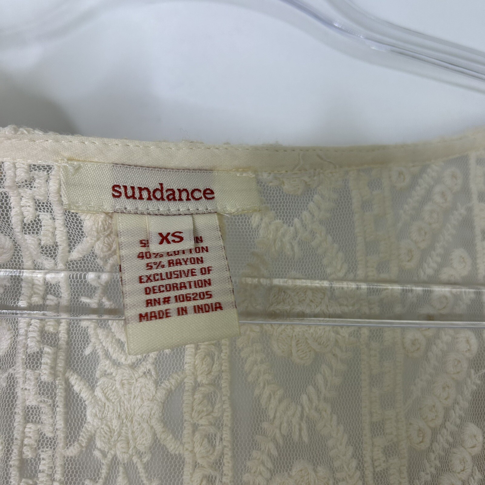 Sundance Ivory Lace Midi Dress Womens Size XS Sleeveless Bohemian Cottagecore