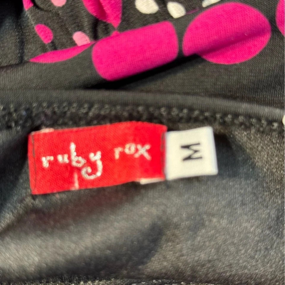 Y2k Ruby Rox Babydoll Mini Dress M Satin Black Pink Polk Dots Fairy Whimsigoth