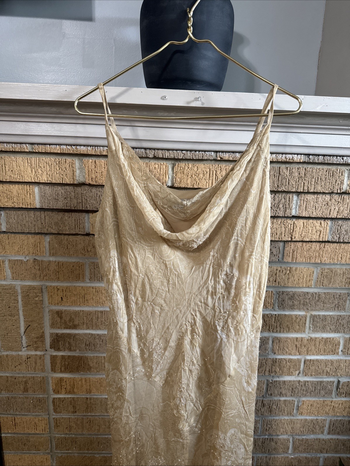 Ice 90s Y2K Silk Cowl Neck Maxi Slip Dress Paisley Print Asymmetrical Hem Sz 20