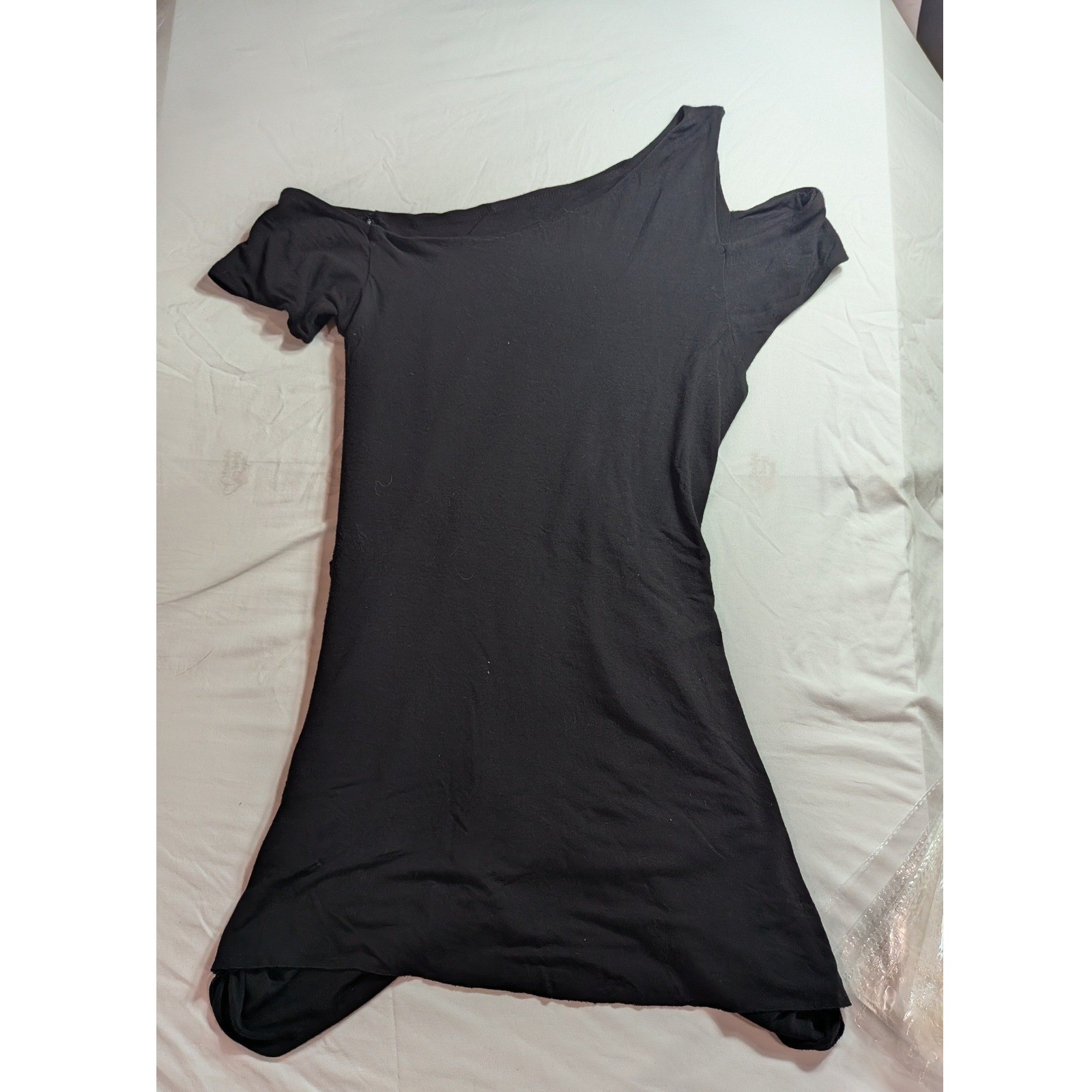 Bailey 44 Black Ruched One Shoulder Cold Shoulder Mini Dress Medium Made in USA