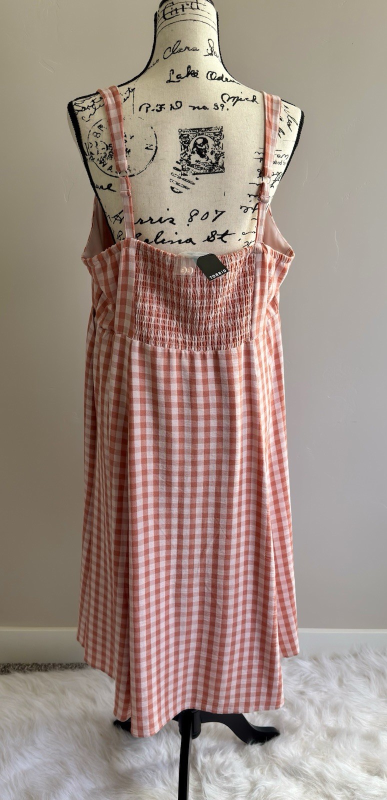 Torrid Midi Button Front Dress Orange White Size 1X NWT