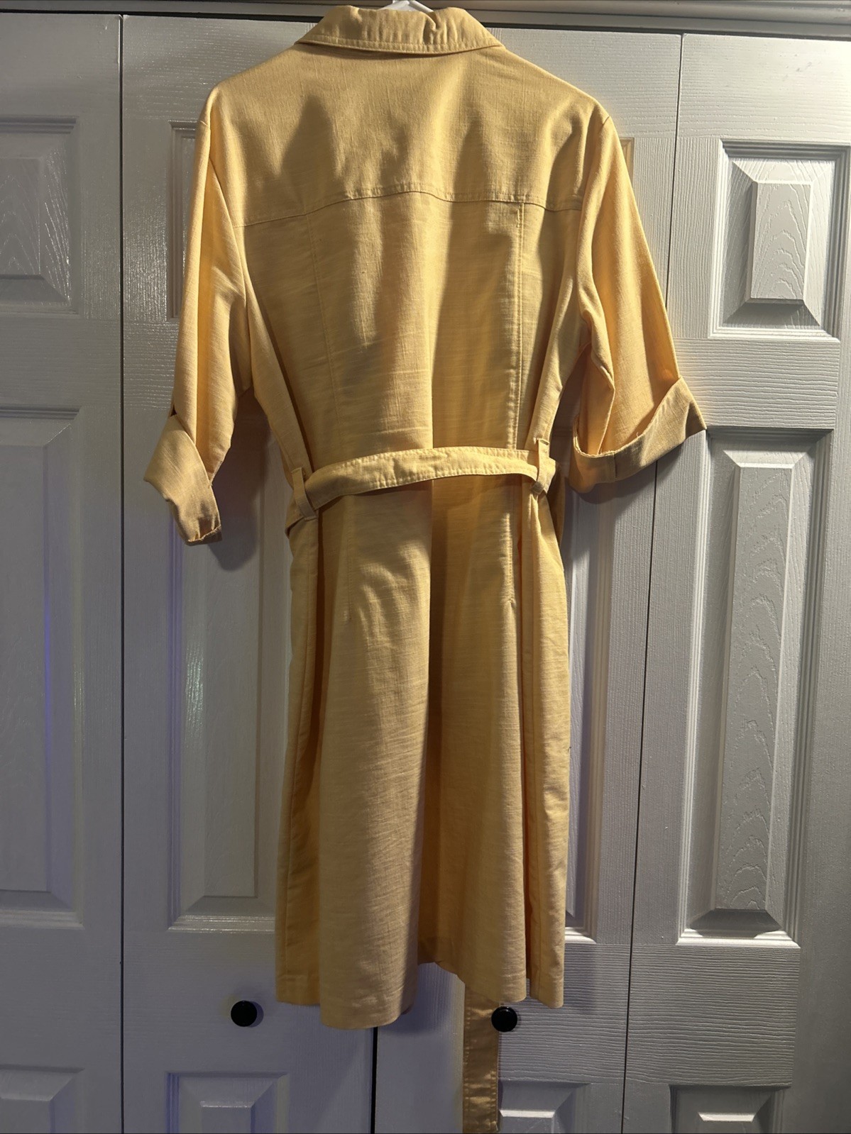 Sharagano Dress Yellow Roll Tab Sleeve Utility Career Belted New Size 16