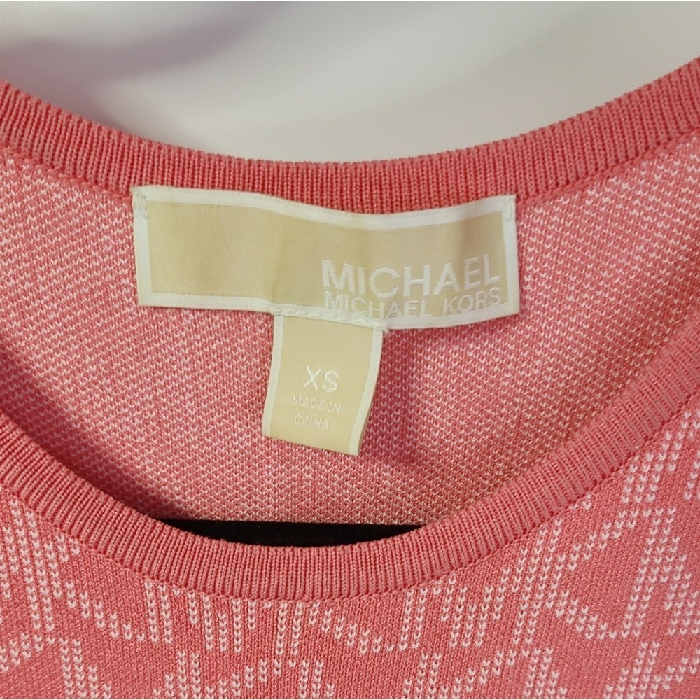 Michael kors peach orange white logo razor back midi dress size xtra small XS