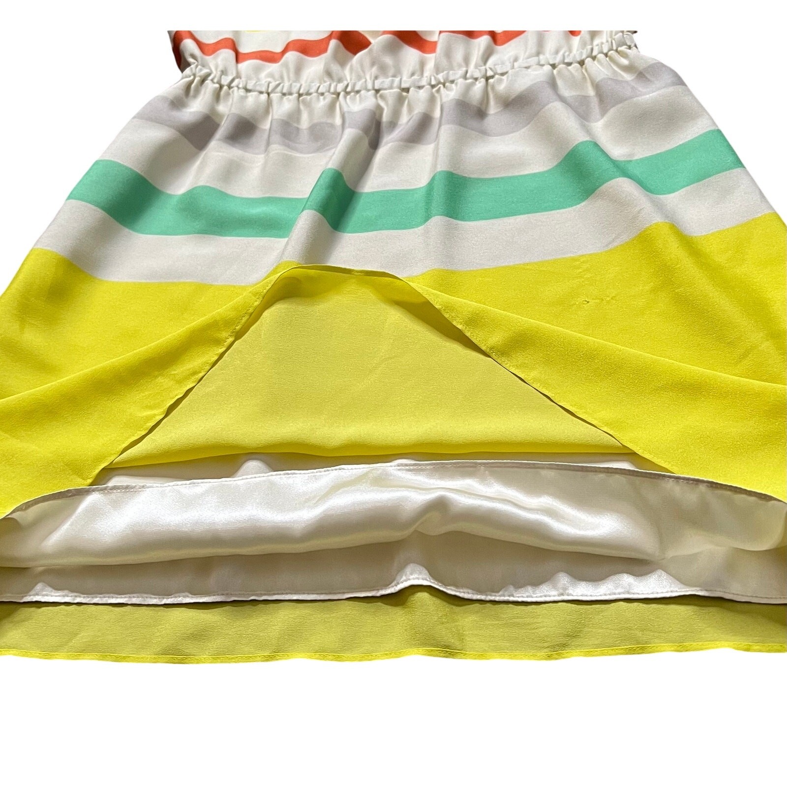 Gianni Bini Elle Striped Mini Dress Rope Spaghetti Straps Cinched Waist Sz Sm