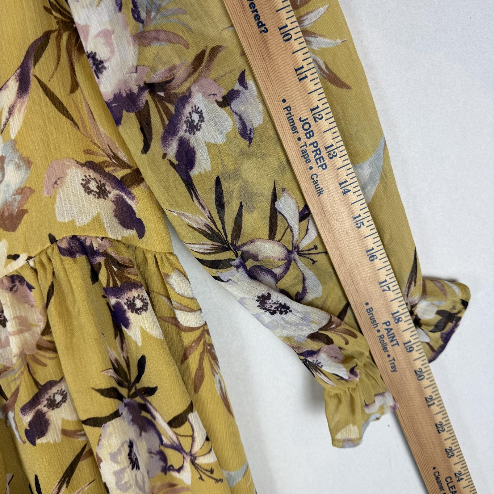 By Together Dress Womens Large Yellow Floral Long Sleeve Cutout Sundress Boho