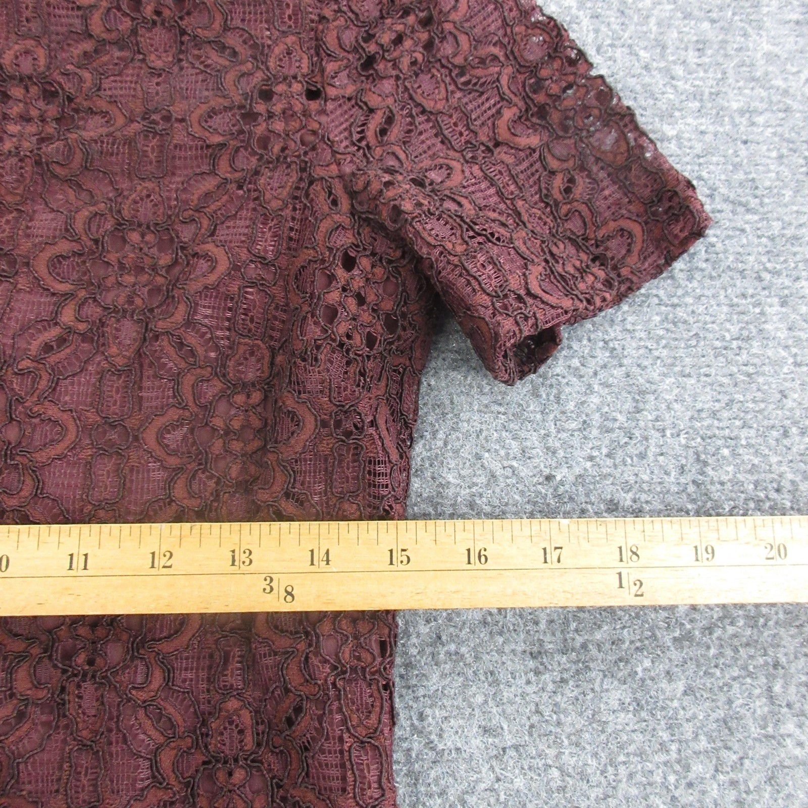 Sandro Dress Womens 36 Red Lace Shift Short Mock Neck Pleated Hem Party