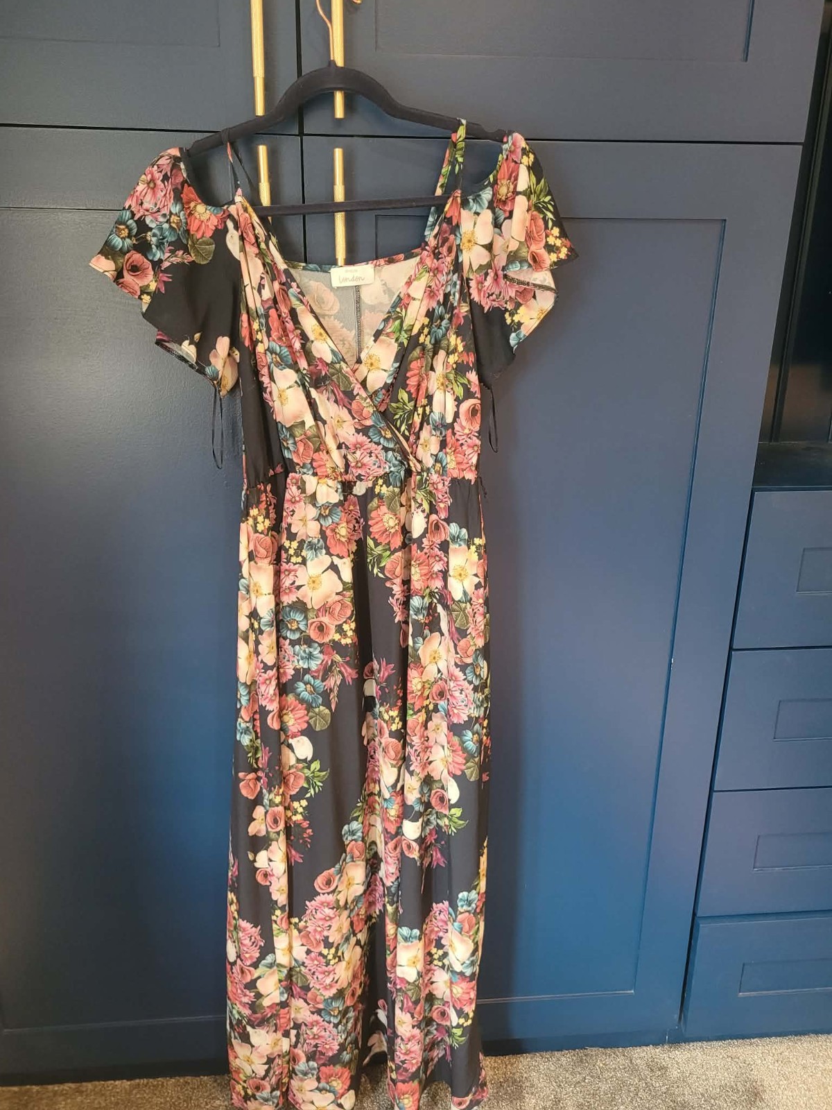 Yours London Curve Floral Dress Size 14 Navy Midi Summer Wedding Guest Dress