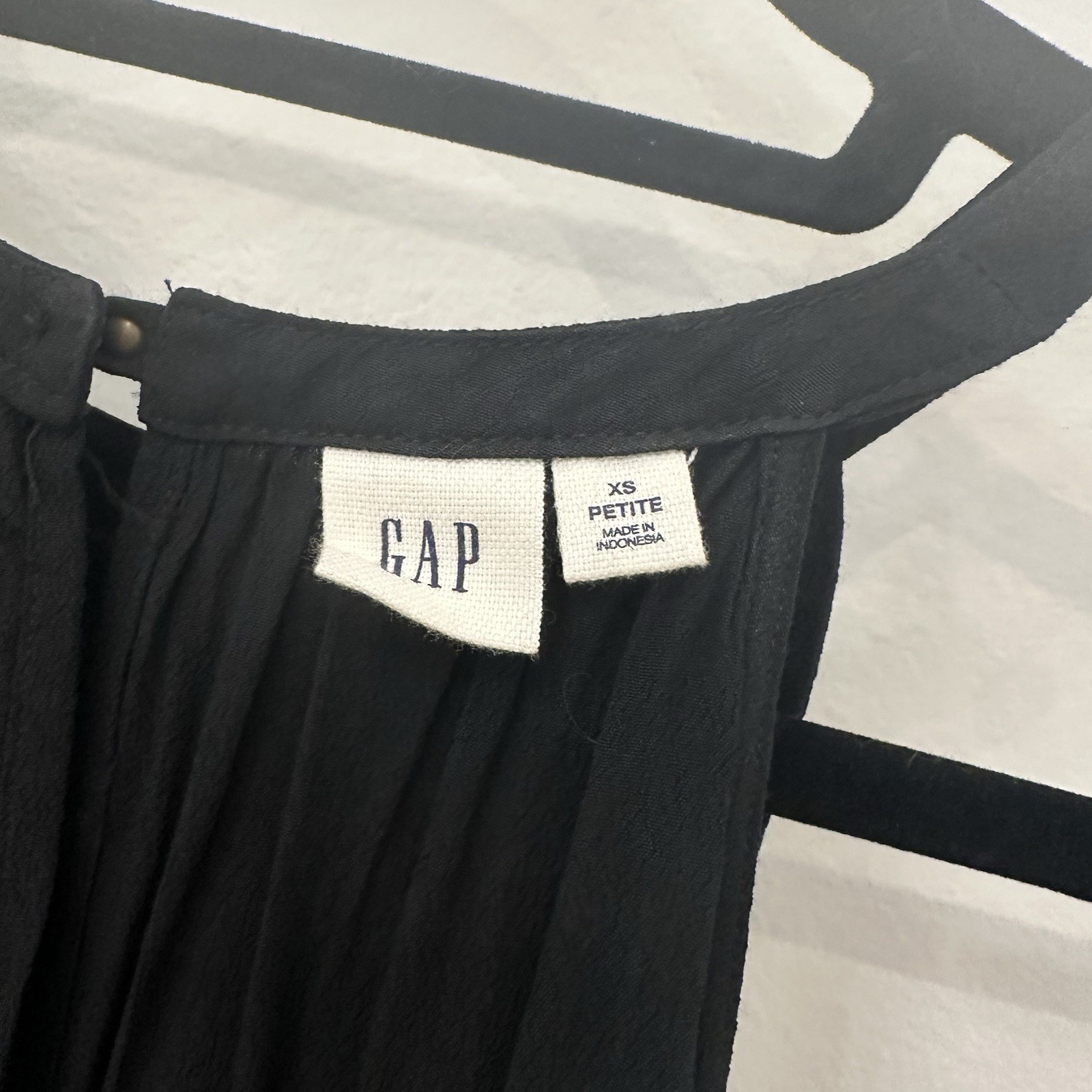 GAP Petite Black Halter Neck Drawstring Waist Dress XS Petite Flowy Viscose