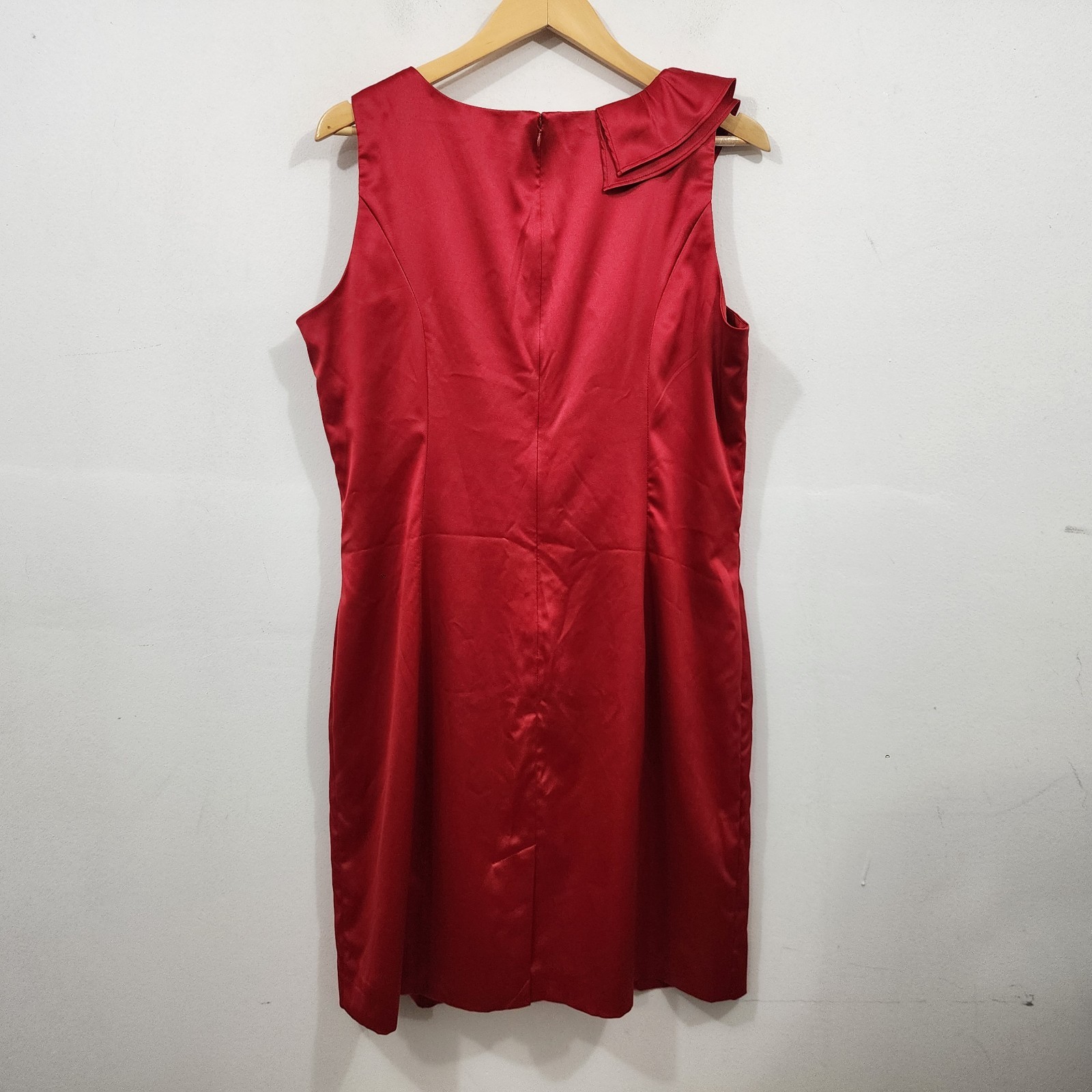 ALLEN B Allen Schwartz Red Satin Short Party Cocktail Dress Drape Back Size 16
