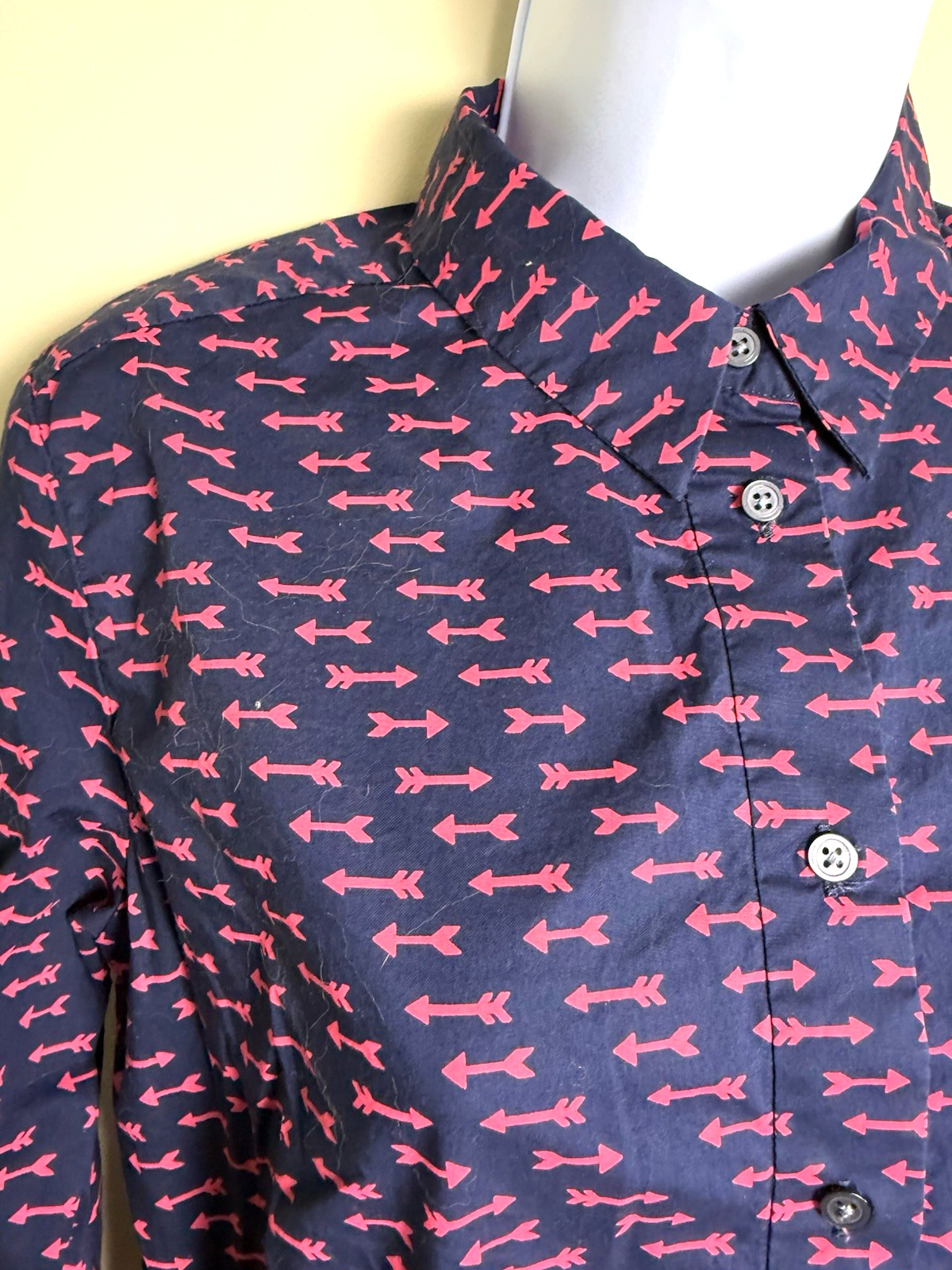 Gap Designed & Crafted Dress small Arrows navy red shirtdress