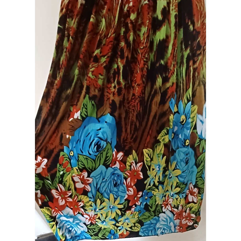 Sundress Medium Smocked Bust Floral Tropical Hippie Retro Classic Beach READ