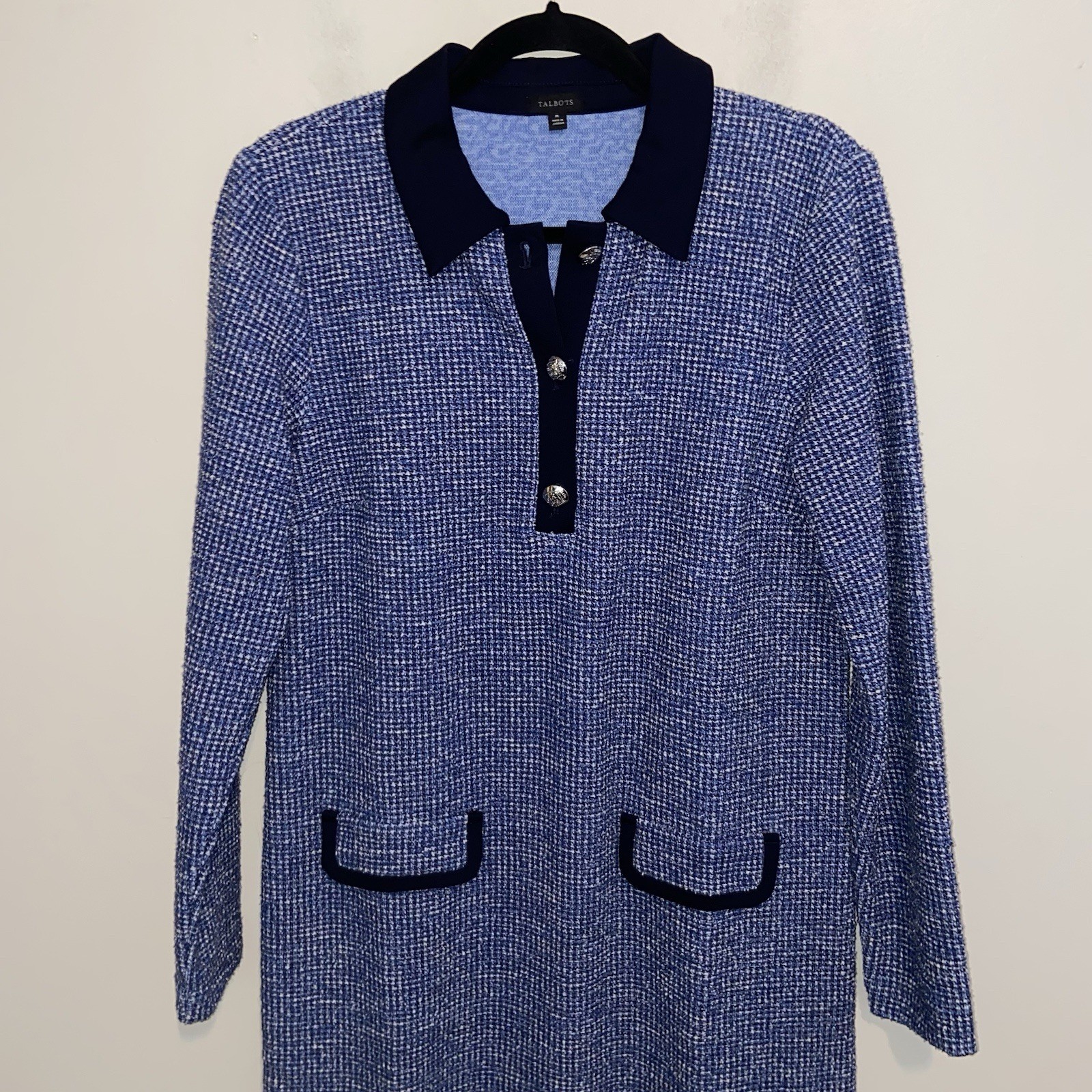 Talbots Dress Womens Medium Stretch Tweed Contrast Trim Office Preppy Classic