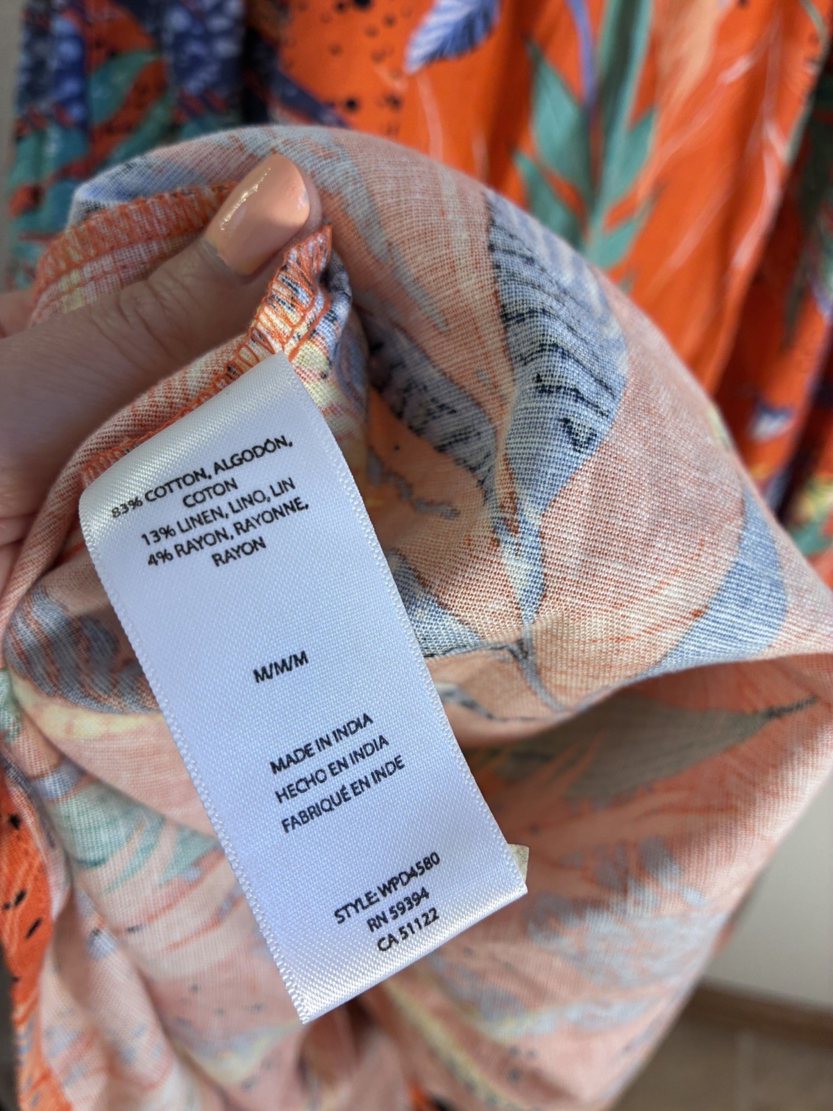 Beach Lunch Lounge Orange Sleeveless Dress Tropical Beach Summer Linen Cotton M