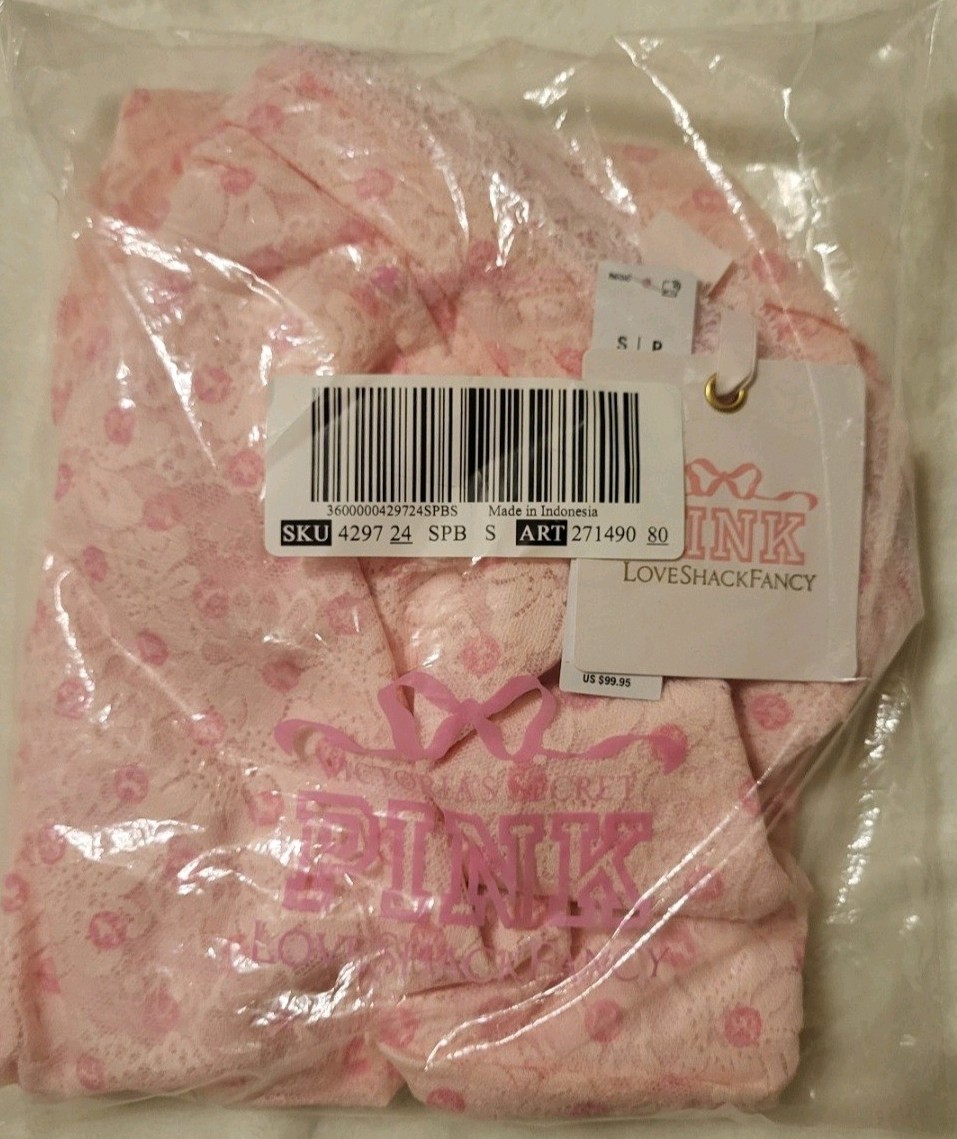 NWT PINK x LoveShackFancy Strapless Lace Mini Dress Polka Dot Pink Size Small
