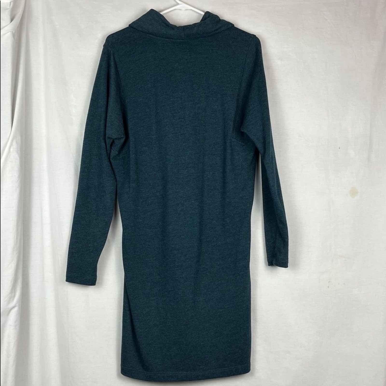 Pure Jill Green Blue Turtleneck Knit Long Sleeve Dress