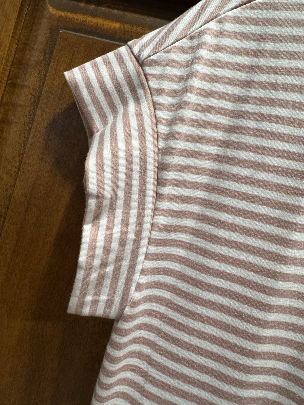Women’s New Medium Merokeety Dress Pink & White tie Stripe Short sleeve, pockets