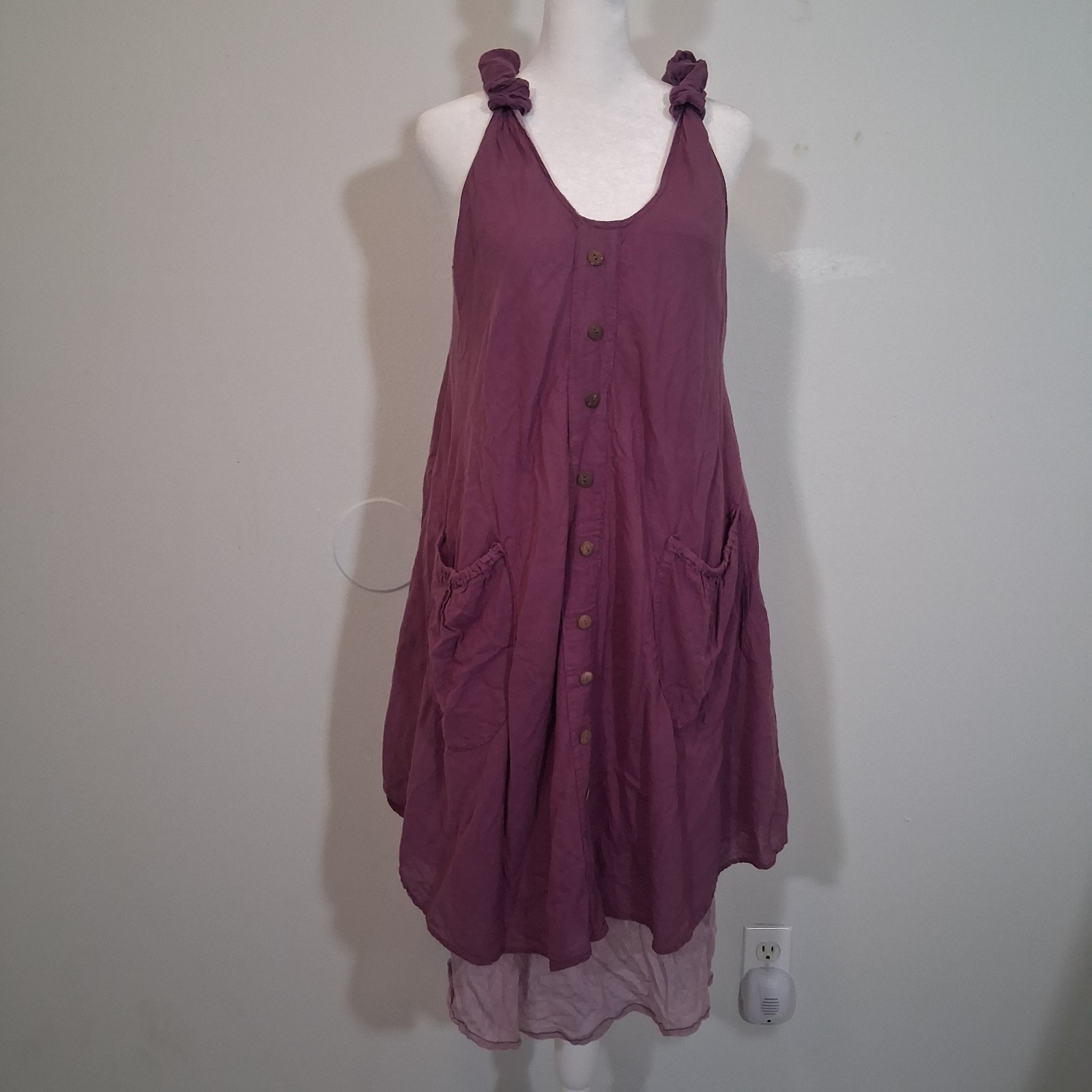 100 % Cotton Purple Layered Dress Sz Small Oversized Lagenlook Asymmetrical