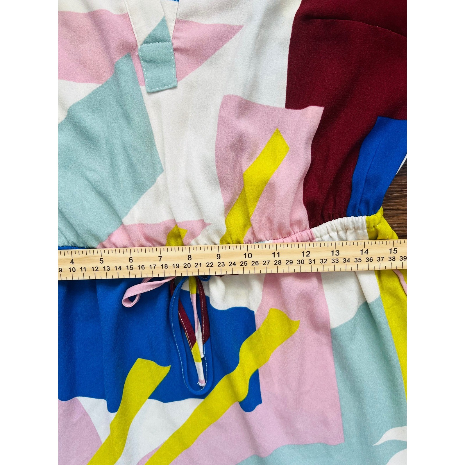 ModCloth Womens Abstract Geometric Print Ruffle Mini Dress Multi-Color Size L