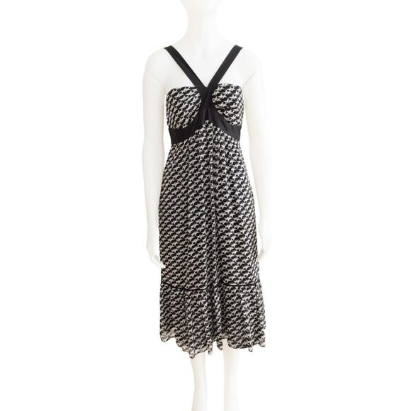 George Black and White Dove Print Sleeveless Dress – Size 10