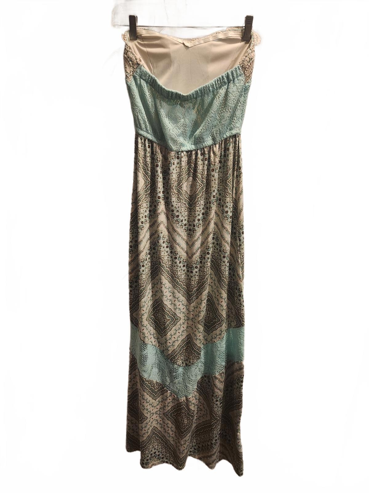 Y2K Vanity Lace Print Strapless Dress. Women’s Size Small. 52 inches long.
