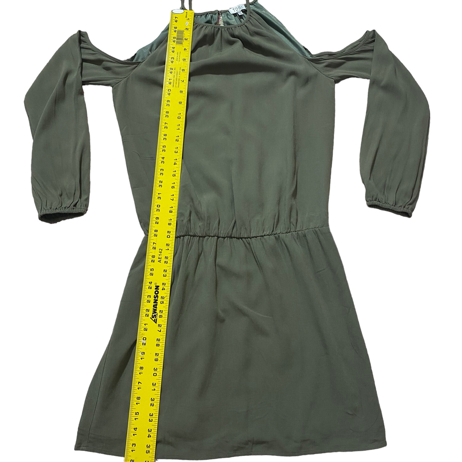 Tobi Dress Womens Medium Green Cold Shoulder Sleeve