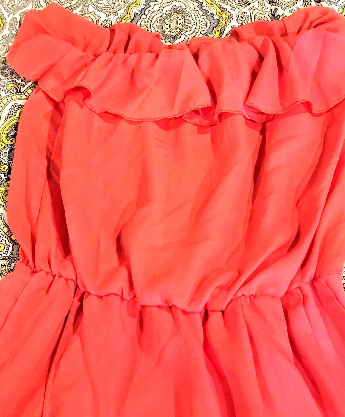 New $69 Gap Strapless Summer Mini Dress Aline Ruffles Beach Wear Coverup Coral