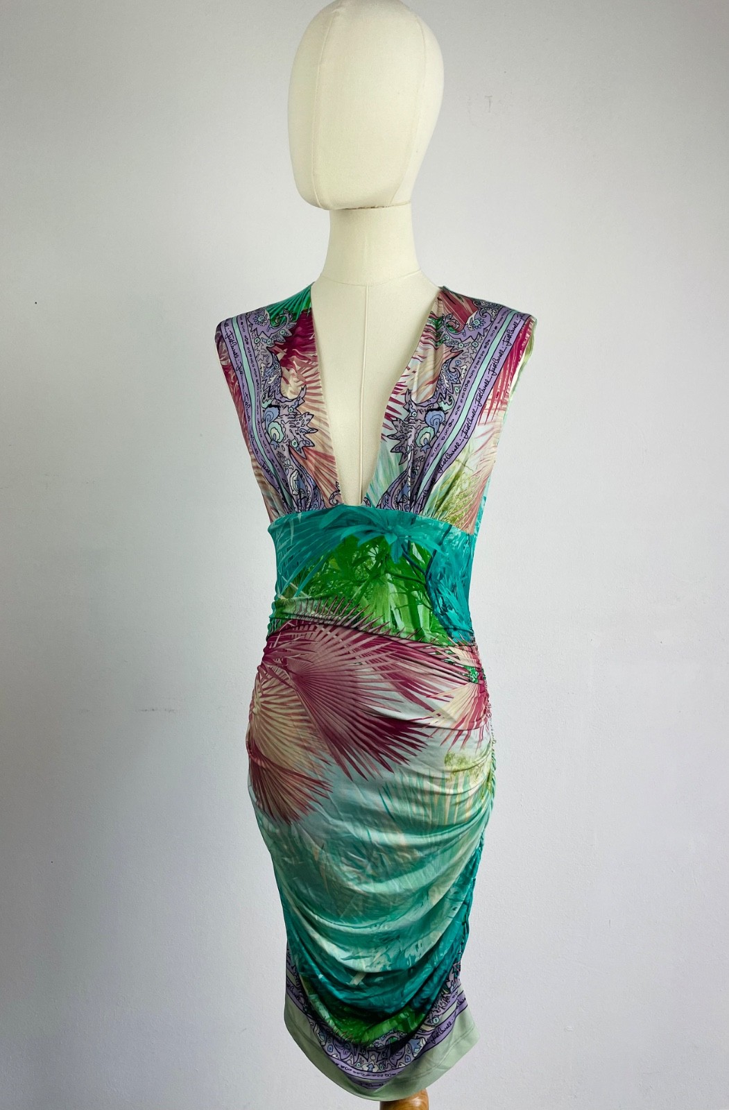 Just Cavalli Women’s Midi Dress With Flower Print Size IT 42 Made in Italy