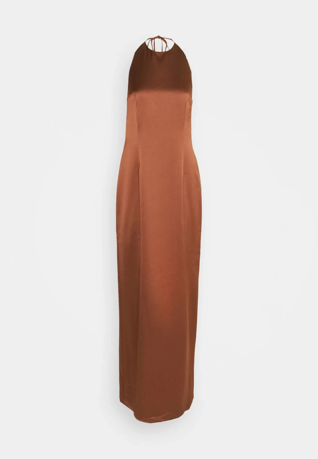NWT $475 STAUD Janet Satin Halter Maxi Dress in Clove 12