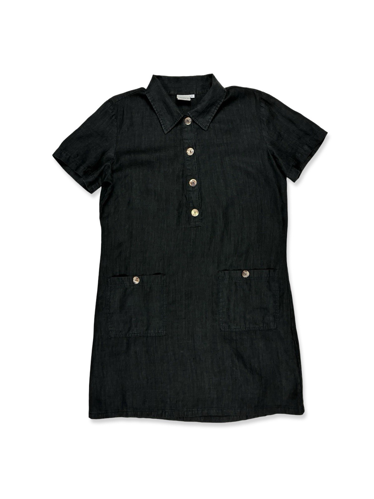 Match USA Women’s 100% Linen Short Sleeve Button Front Dress Lagenlook 10