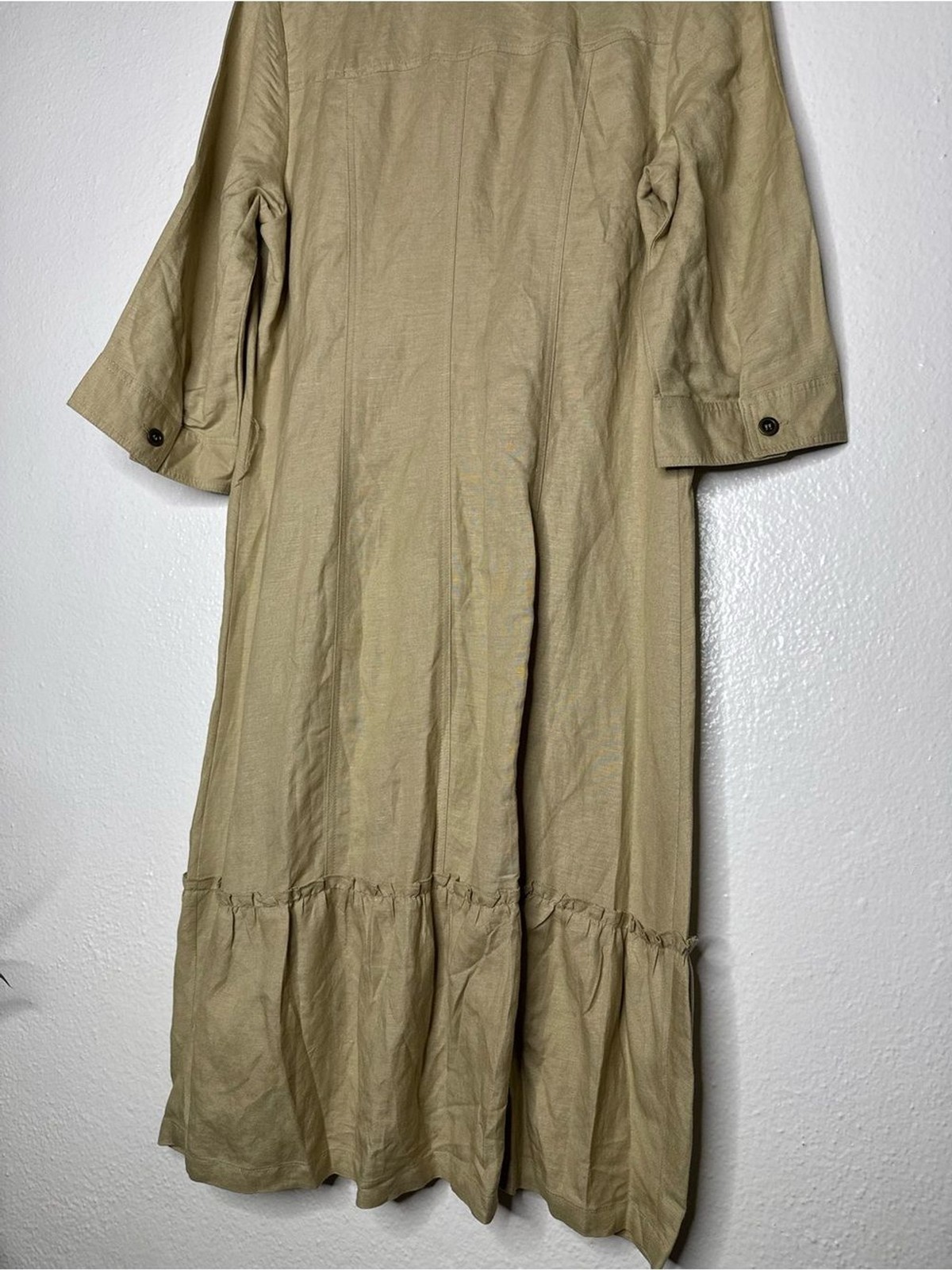 Chadwicks – Khaki Button Front Midi Shirt Dress with Pockets