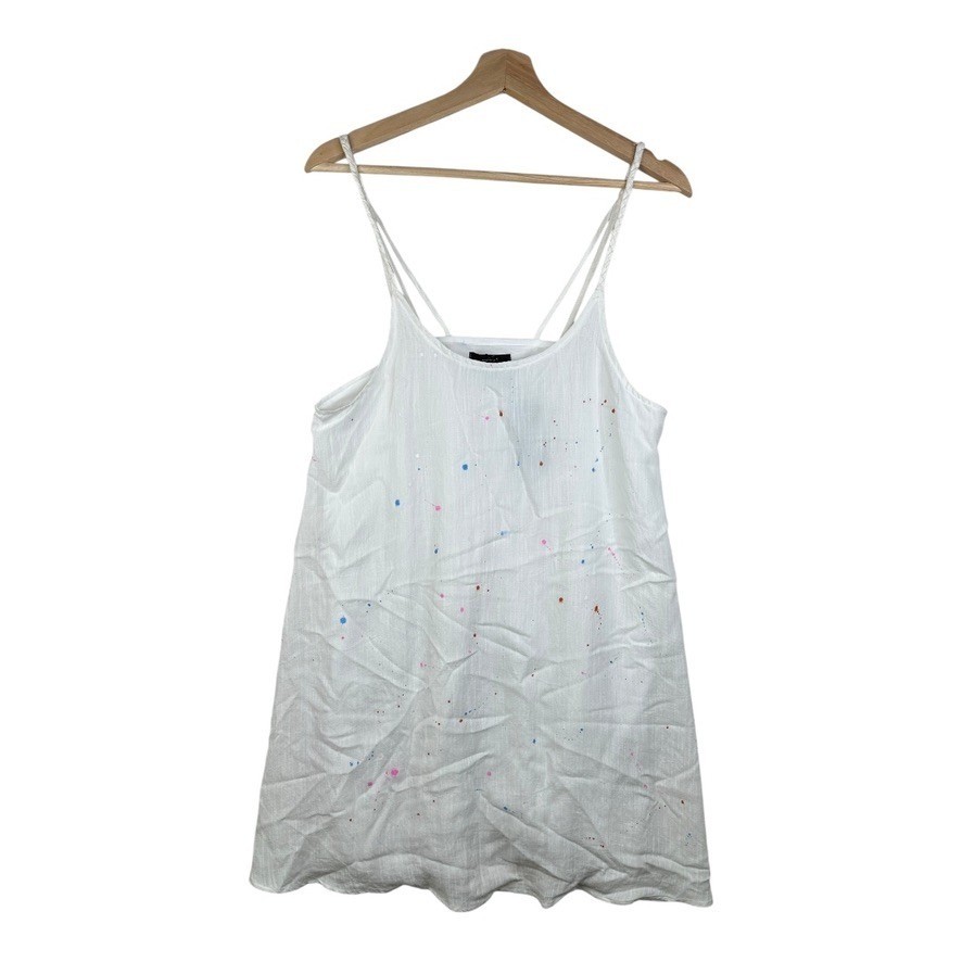NWT Very J Women’s White Dress Size Medium Paint Splash