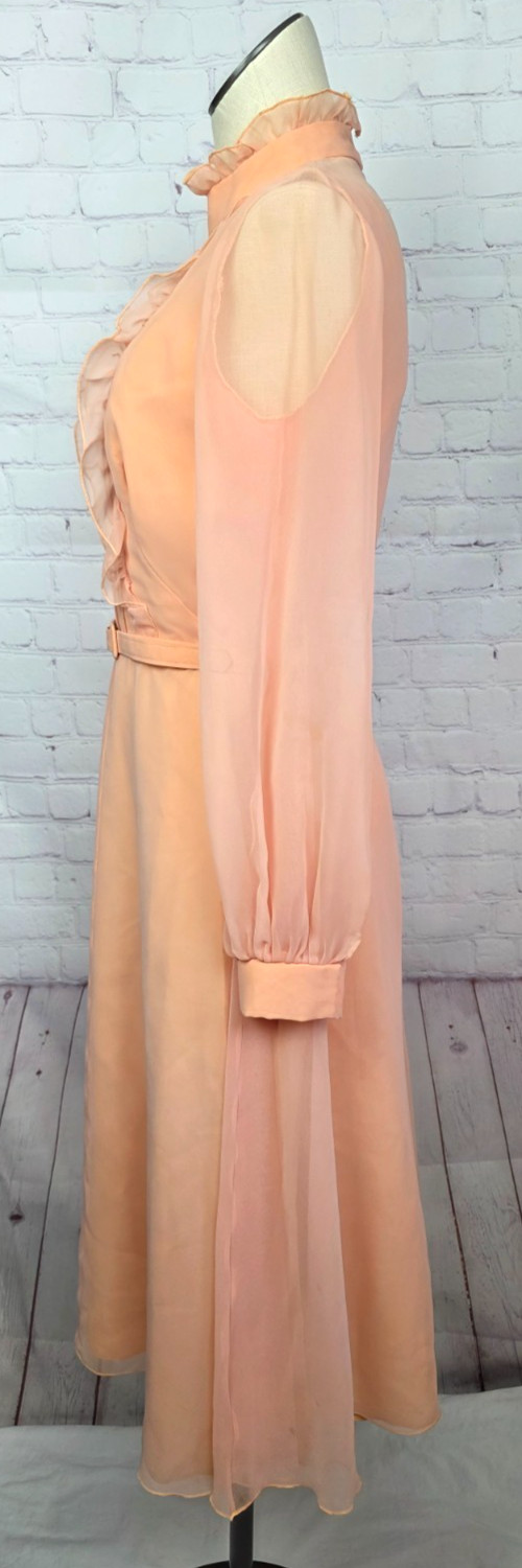 Vintage 60’s 70’s Kati by Laura Phillips Dress Chiffon Belt Wedding MOB Size 14