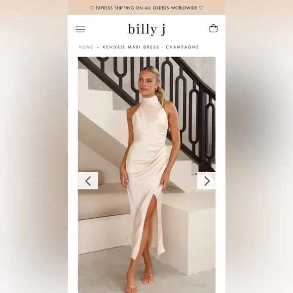 Billy J Kendall Maxi Dress – Champagne US 4-6