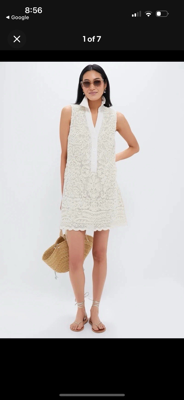 Tuckernuck Tan Lace Collared Coastal Preppy Old Money Quiet Luxury Size M