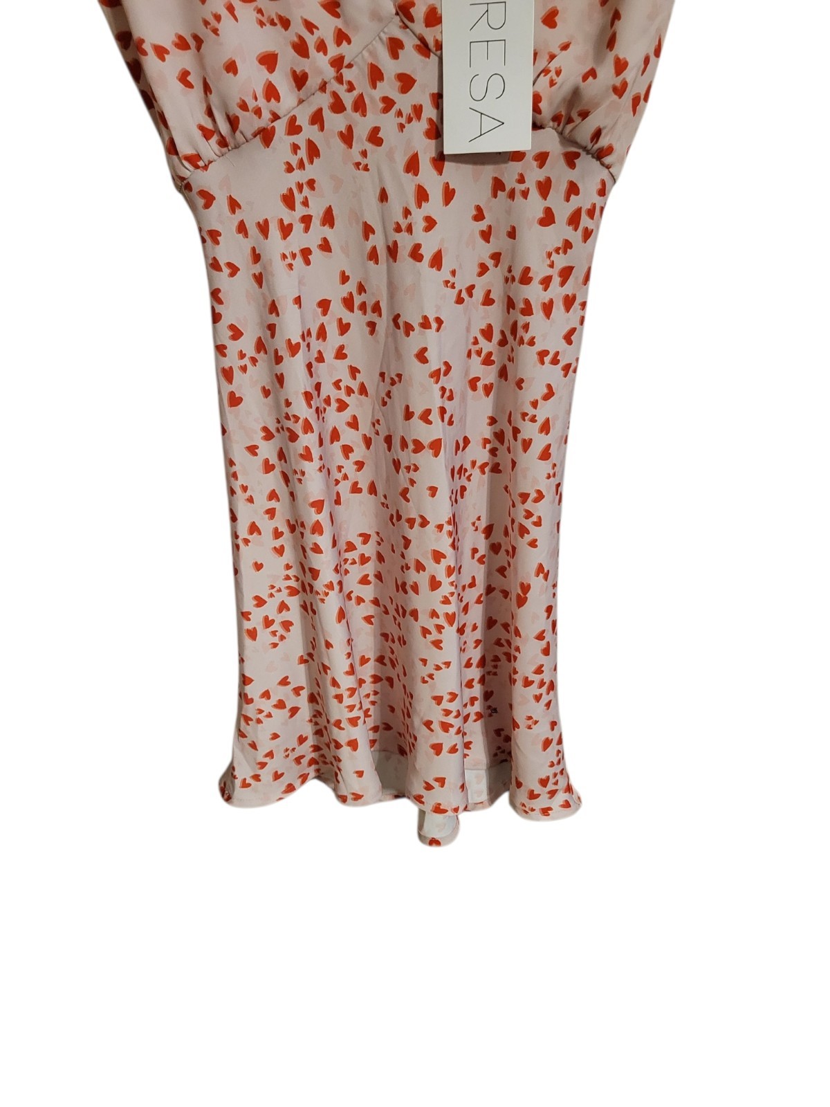 RESA Mini Slip Dress NWT Medium Pink Heart Print Sleeveless V Neck