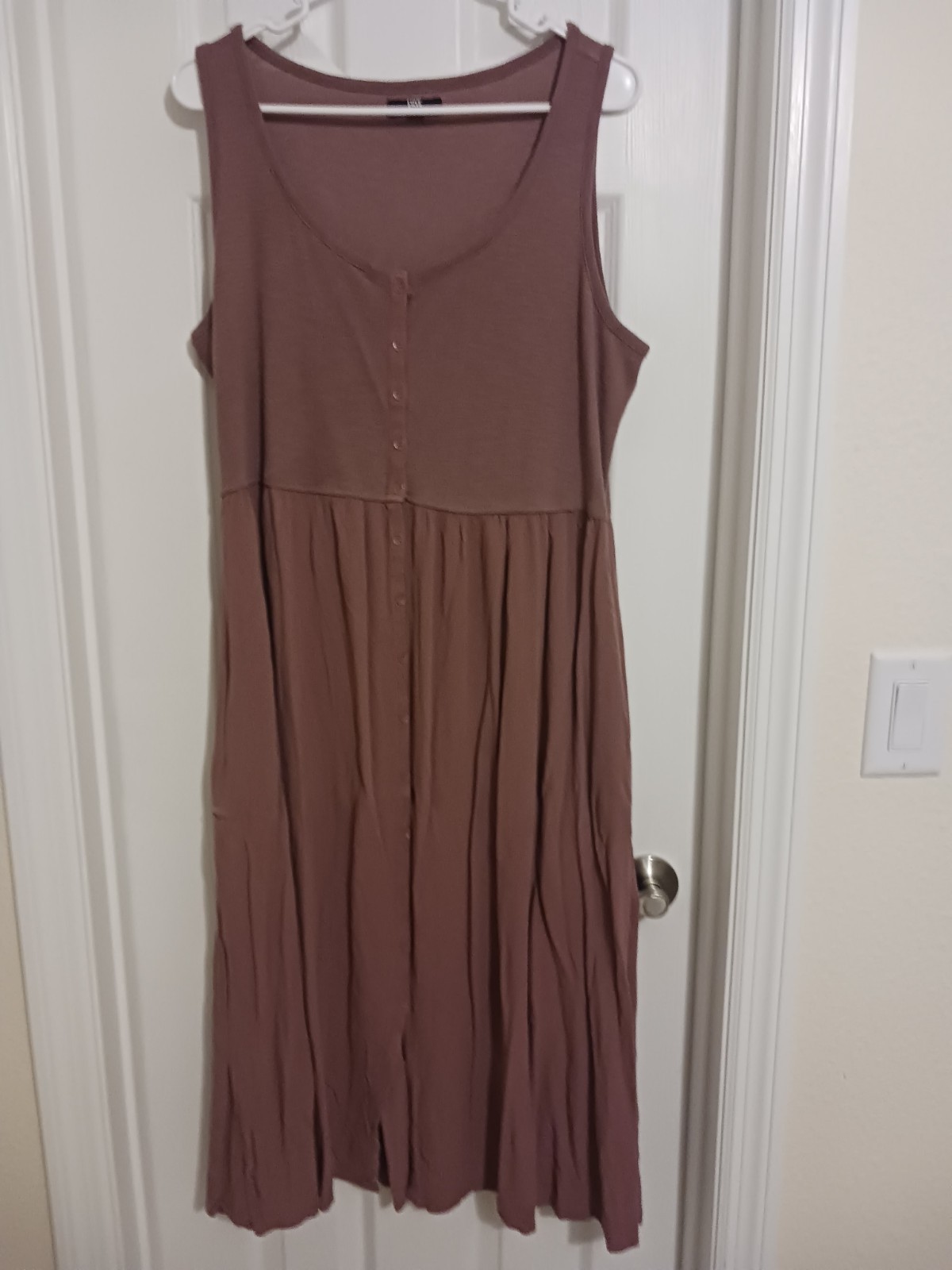 Frye Mauve Pink Sleeveless Tank Dress Flowy Button Front Midi Dress Woman’s XL