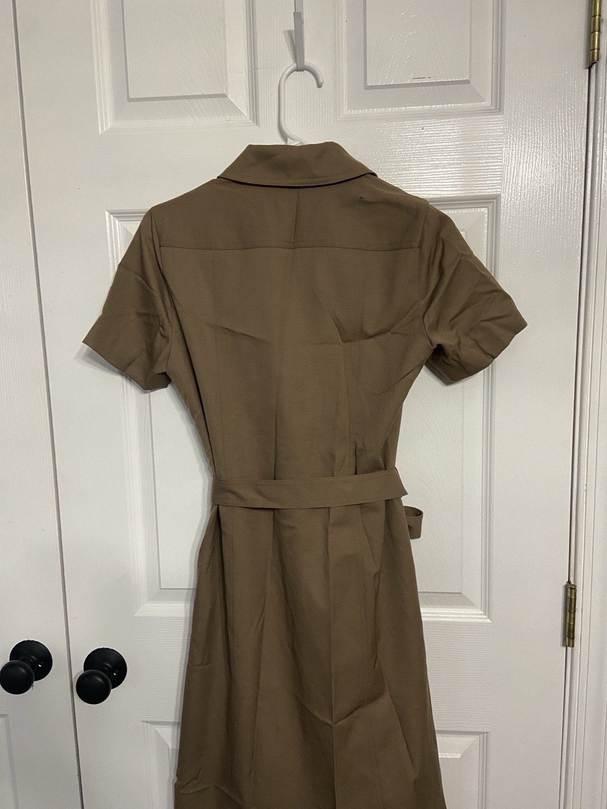 Pendleton 100% Virgin Wool Tan Belted Shirt Dress Trench Style Womens